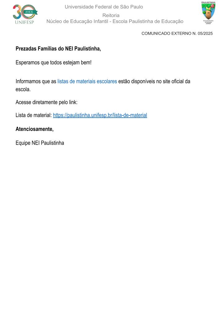 Comunicado Externo N 05 2025 Listas de Materialpptx