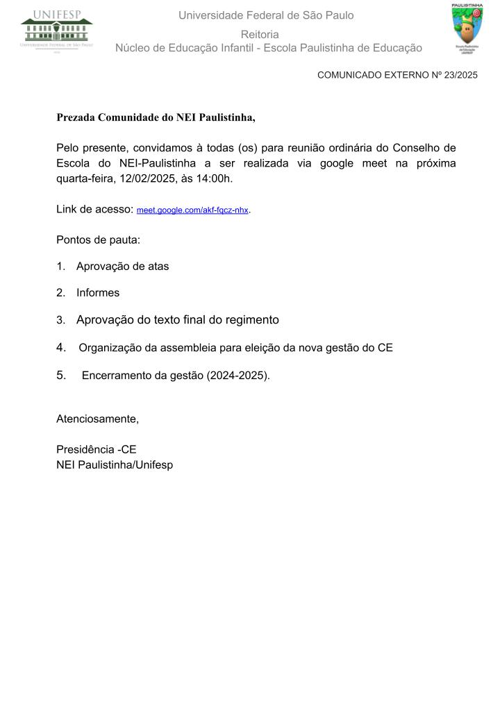 Comunicado Externo N 23 2025 Convite Reunio Ordinria do CE pptx