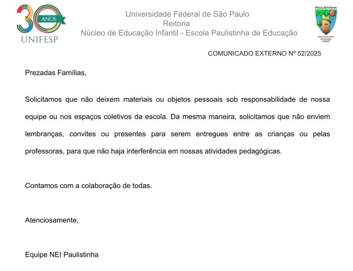 Comunicado Externo N 52 2025 Objetos pessoais na escolapptx